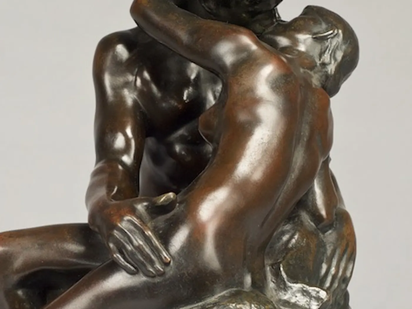 Detail of the sculptural modeling on an Auguste Rodin bronze, highlighting the artist's expressive surface treatment.